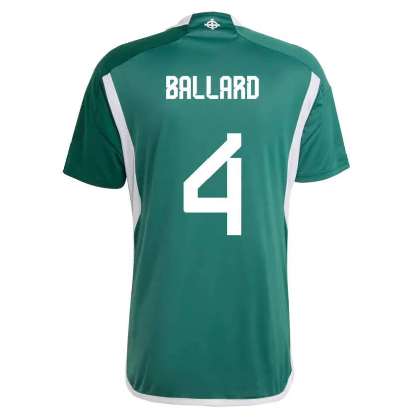 Danxen Donna Maglia Irlanda Del Nord Daniel Ballard #4 Verde Kit Gara Home 24-26 Maglietta