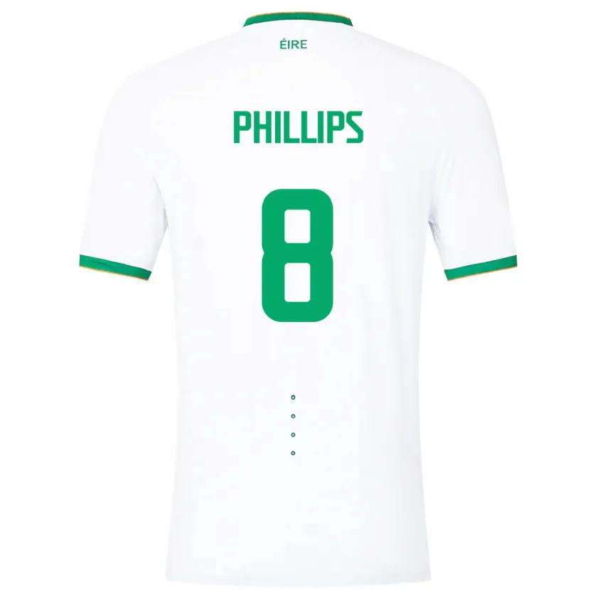 Danxen Donna Maglia Irlanda Killian Phillips #8 Bianco Kit Gara Away 24-26 Maglietta