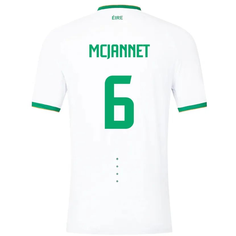 Danxen Donna Maglia Irlanda Ed Mcjannet #6 Bianco Kit Gara Away 24-26 Maglietta