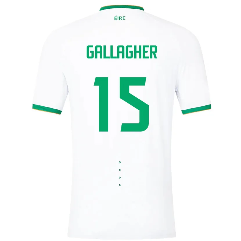 Danxen Donna Maglia Irlanda Oisín Gallagher #15 Bianco Kit Gara Away 24-26 Maglietta