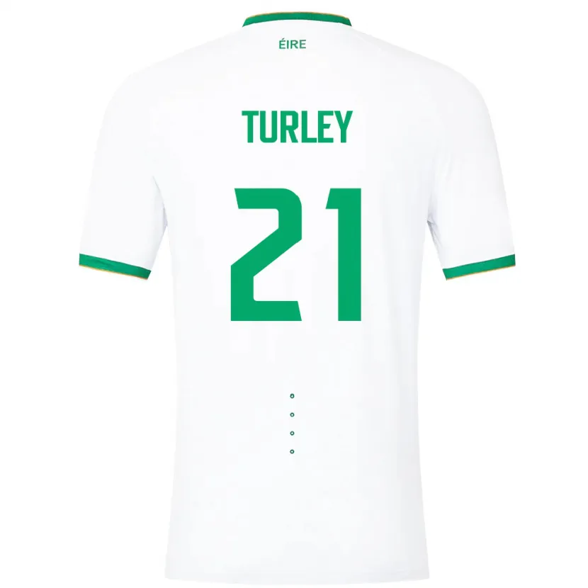 Danxen Donna Maglia Irlanda Freddie Turley #21 Bianco Kit Gara Away 24-26 Maglietta
