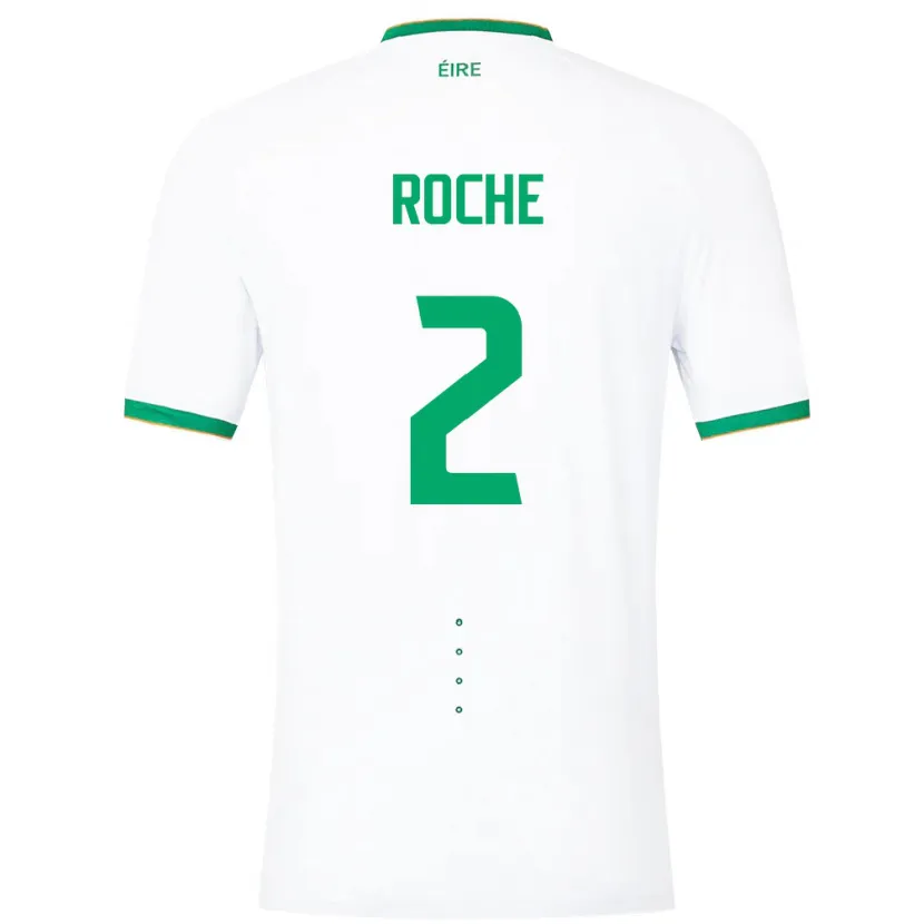 Danxen Donna Maglia Irlanda James Roche #2 Bianco Kit Gara Away 24-26 Maglietta