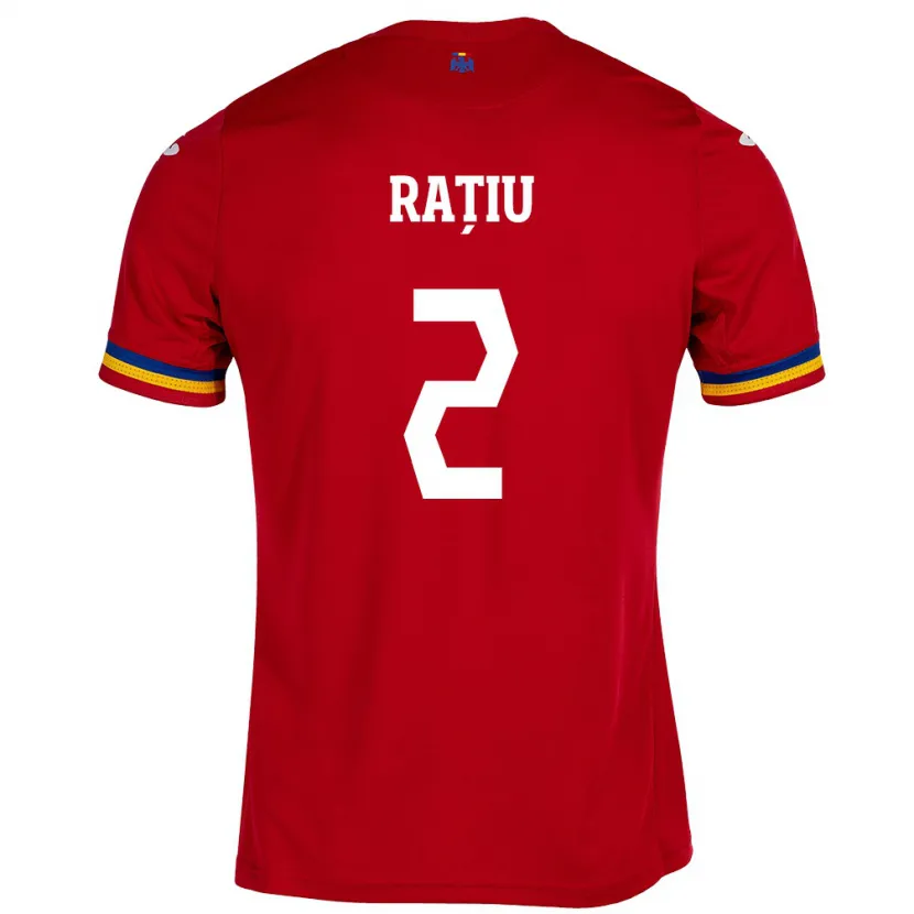 Danxen Donna Maglia Romania Andrei Rațiu #2 Rosso Kit Gara Away 24-26 Maglietta