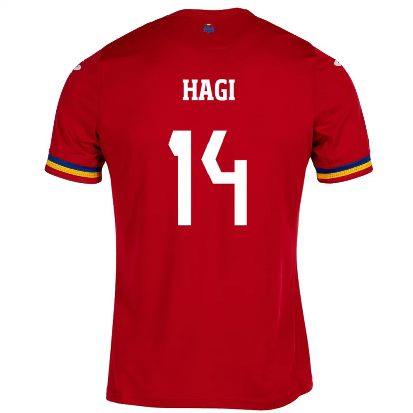 Danxen Donna Maglia Romania Ianis Hagi #14 Rosso Kit Gara Away 24-26 Maglietta