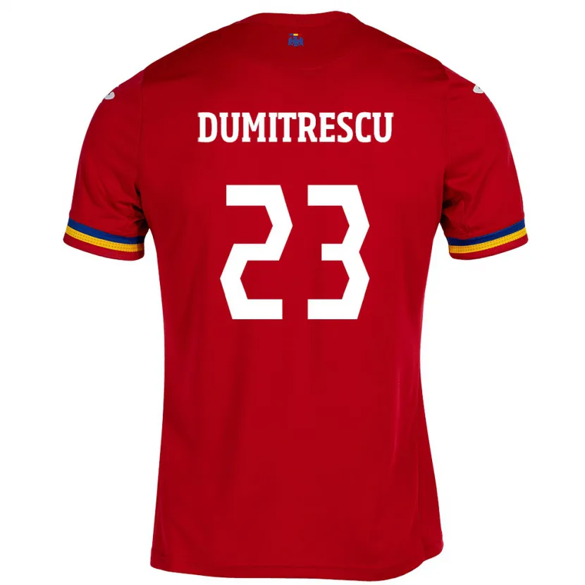 Danxen Donna Maglia Romania Andres Dumitrescu #23 Rosso Kit Gara Away 24-26 Maglietta