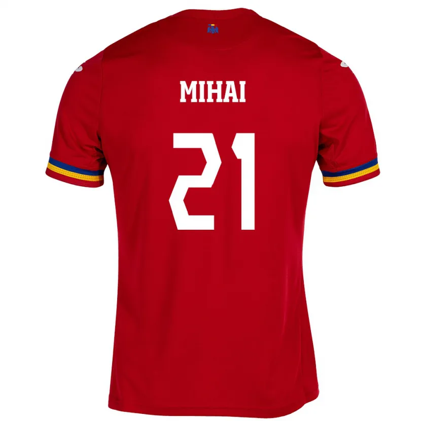 Danxen Donna Maglia Romania Cristian Mihai #21 Rosso Kit Gara Away 24-26 Maglietta