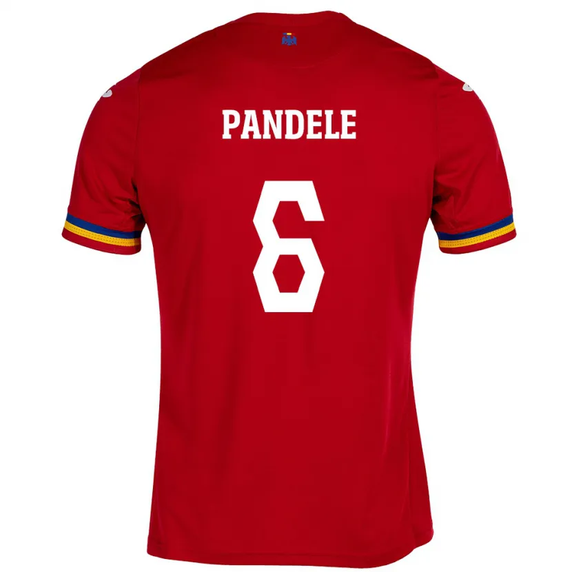 Danxen Donna Maglia Romania Andrei Pandele #6 Rosso Kit Gara Away 24-26 Maglietta