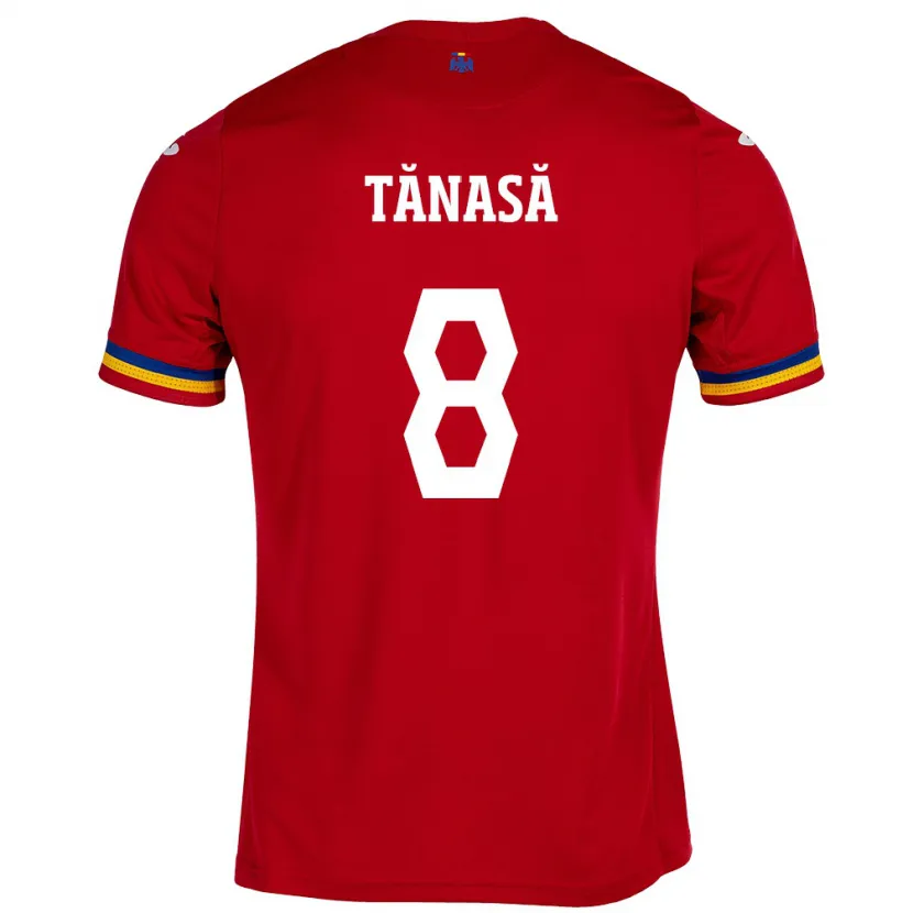 Danxen Donna Maglia Romania Răzvan Tănasă #8 Rosso Kit Gara Away 24-26 Maglietta