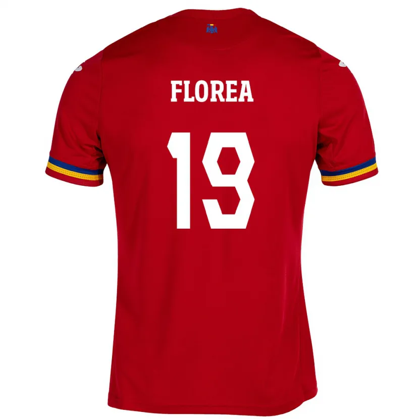 Danxen Donna Maglia Romania Răzvan Florea #19 Rosso Kit Gara Away 24-26 Maglietta