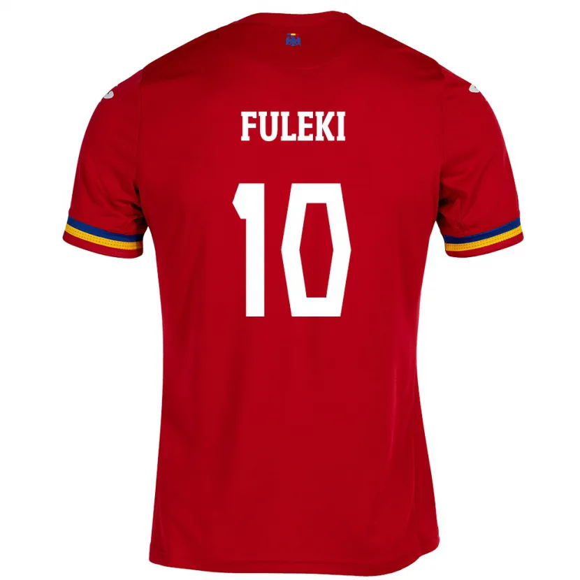 Danxen Donna Maglia Romania Samuel Fuleki #10 Rosso Kit Gara Away 24-26 Maglietta