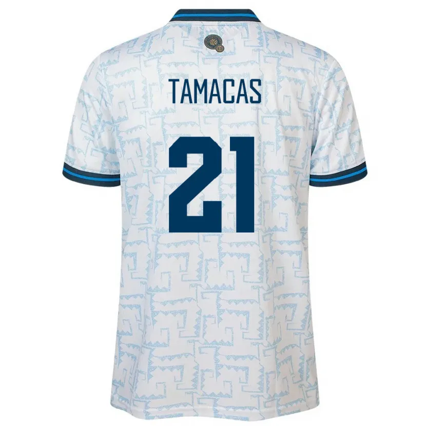 Danxen Donna Maglia El Salvador Bryan Tamacas #21 Bianco Kit Gara Away 24-26 Maglietta