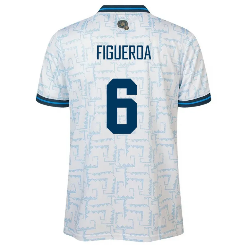 Danxen Donna Maglia El Salvador Elder Figueroa #6 Bianco Kit Gara Away 24-26 Maglietta