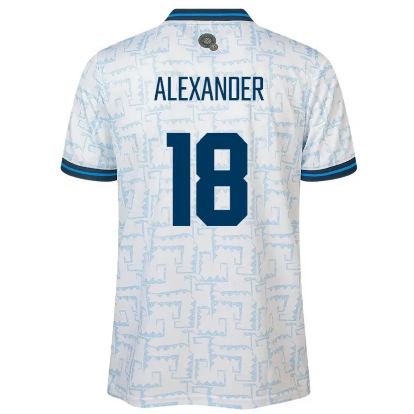Danxen Donna Maglia El Salvador Alexander Aguilar #18 Bianco Kit Gara Away 24-26 Maglietta