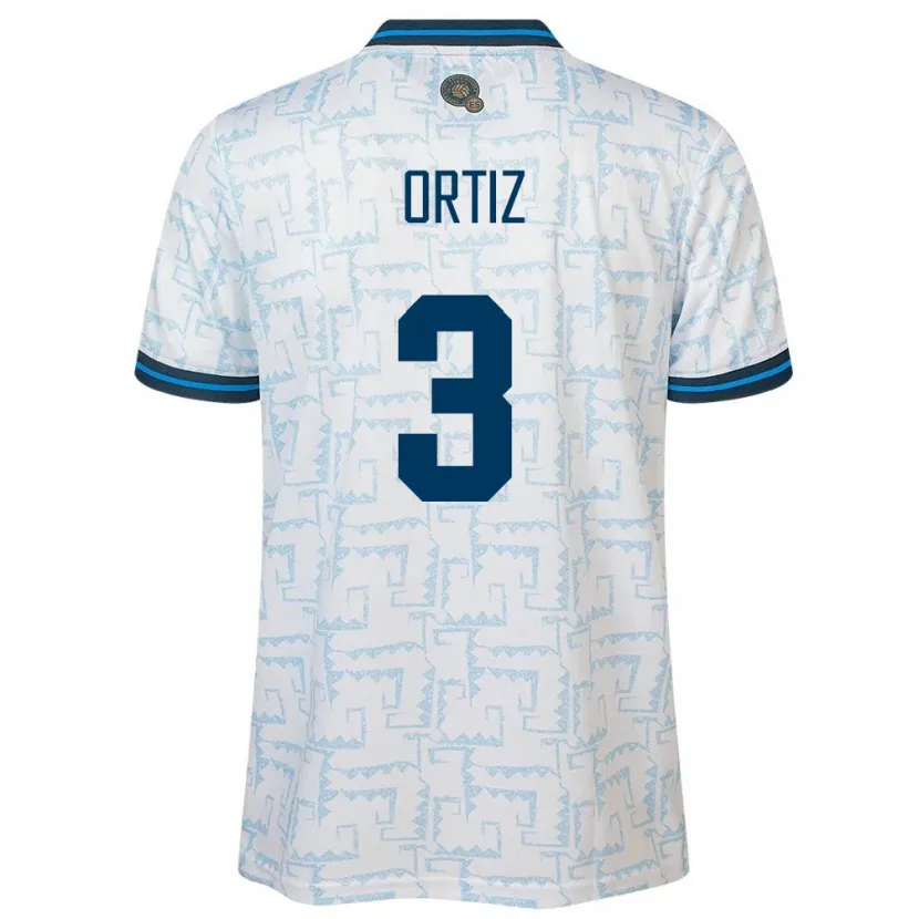 Danxen Donna Maglia El Salvador Priscila Ortiz #3 Bianco Kit Gara Away 24-26 Maglietta