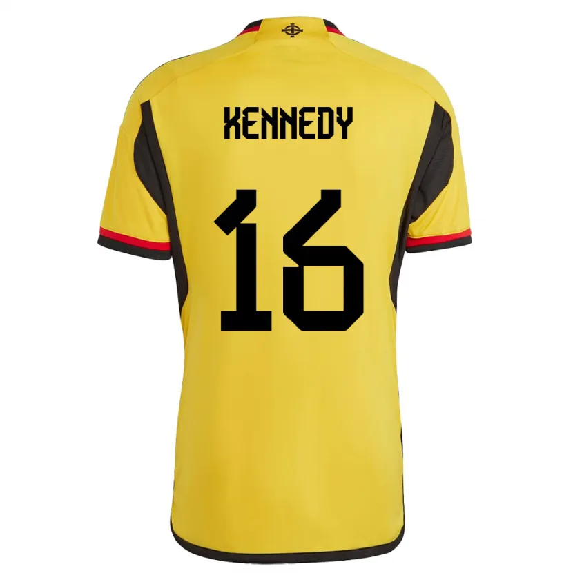 Danxen Donna Maglia Irlanda Del Nord Matty Kennedy #16 Bianco Kit Gara Away 24-26 Maglietta