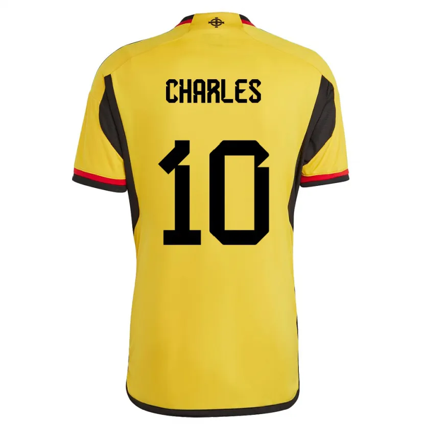 Danxen Donna Maglia Irlanda Del Nord Dion Charles #10 Bianco Kit Gara Away 24-26 Maglietta