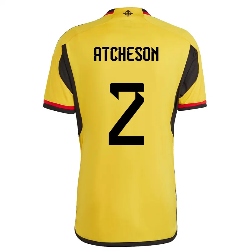 Danxen Donna Maglia Irlanda Del Nord Tom Atcheson #2 Bianco Kit Gara Away 24-26 Maglietta