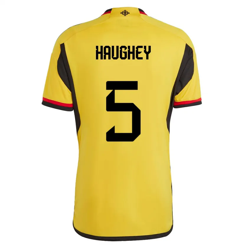 Danxen Donna Maglia Irlanda Del Nord Conor Haughey #5 Bianco Kit Gara Away 24-26 Maglietta