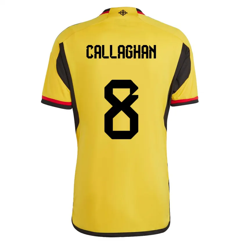 Danxen Donna Maglia Irlanda Del Nord Marissa Callaghan #8 Bianco Kit Gara Away 24-26 Maglietta