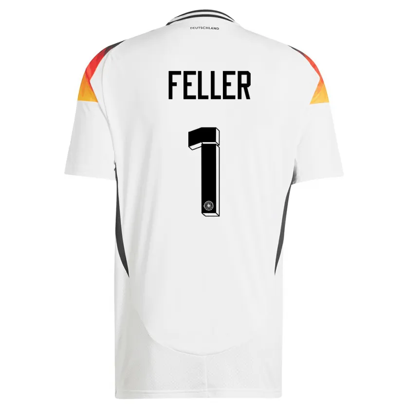Danxen Bambino Maglia Germania Frank Feller #1 Bianco Kit Gara Home 24-26 Maglietta