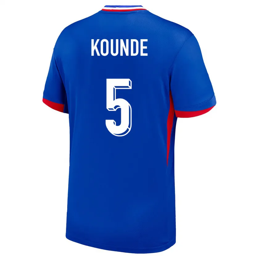 Danxen Bambino Maglia Francia Jules Kounde #5 Blu Kit Gara Home 24-26 Maglietta