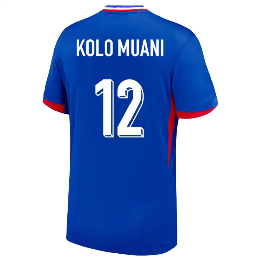 Danxen Bambino Maglia Francia Randal Kolo Muani #12 Blu Kit Gara Home 24-26 Maglietta
