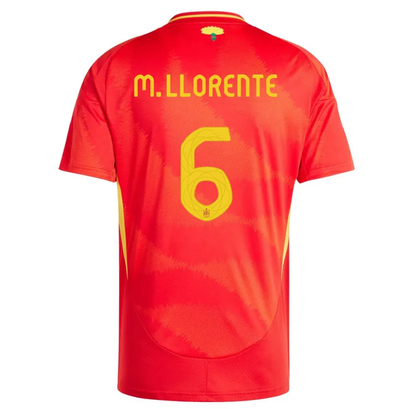 Danxen Bambino Maglia Spagna Marcos Llorente #6 Rosso Kit Gara Home 24-26 Maglietta