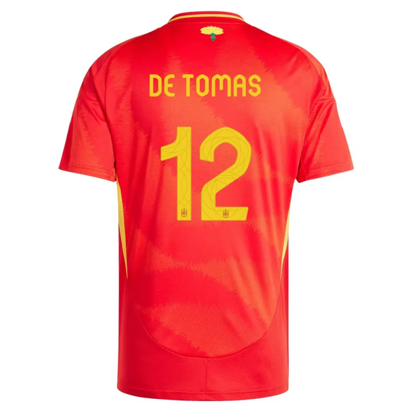 Danxen Bambino Maglia Spagna Raul De Tomas #12 Rosso Kit Gara Home 24-26 Maglietta