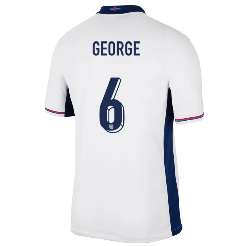 Danxen Bambino Maglia Inghilterra Gabby George #6 Bianco Kit Gara Home 24-26 Maglietta