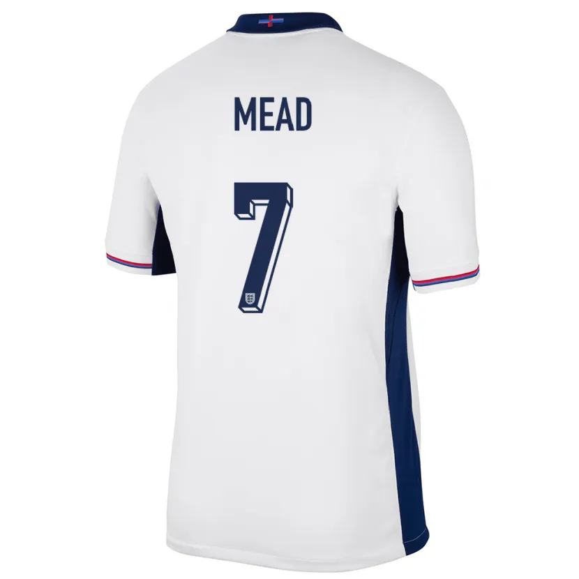 Danxen Bambino Maglia Inghilterra Beth Mead #7 Bianco Kit Gara Home 24-26 Maglietta