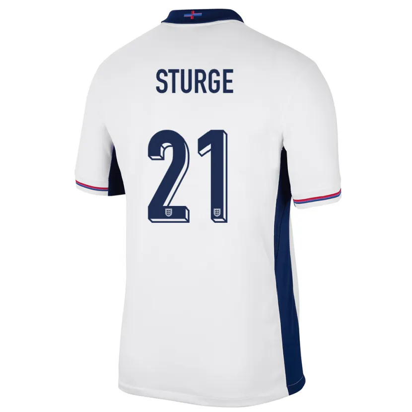 Danxen Bambino Maglia Inghilterra Zak Sturge #21 Bianco Kit Gara Home 24-26 Maglietta