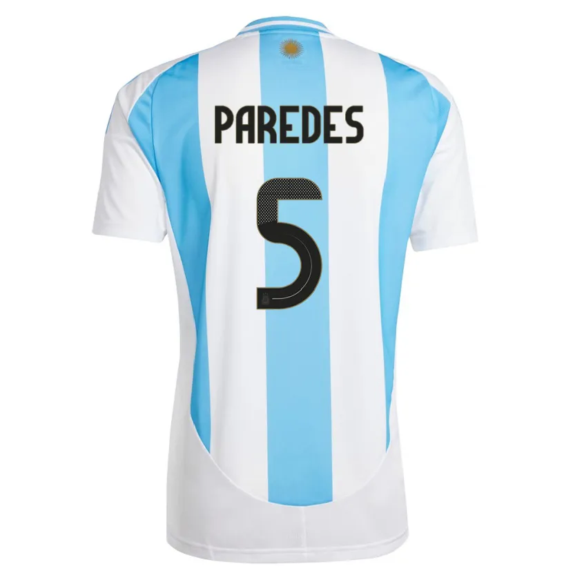 Danxen Bambino Maglia Argentina Leandro Paredes #5 Bianco Blu Kit Gara Home 24-26 Maglietta