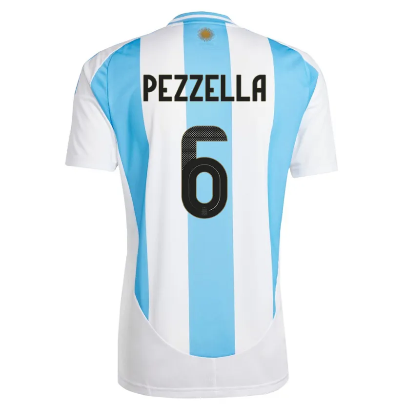 Danxen Bambino Maglia Argentina German Pezzella #6 Bianco Blu Kit Gara Home 24-26 Maglietta