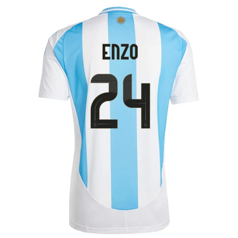 Danxen Bambino Maglia Argentina Enzo Fernandez #24 Bianco Blu Kit Gara Home 24-26 Maglietta