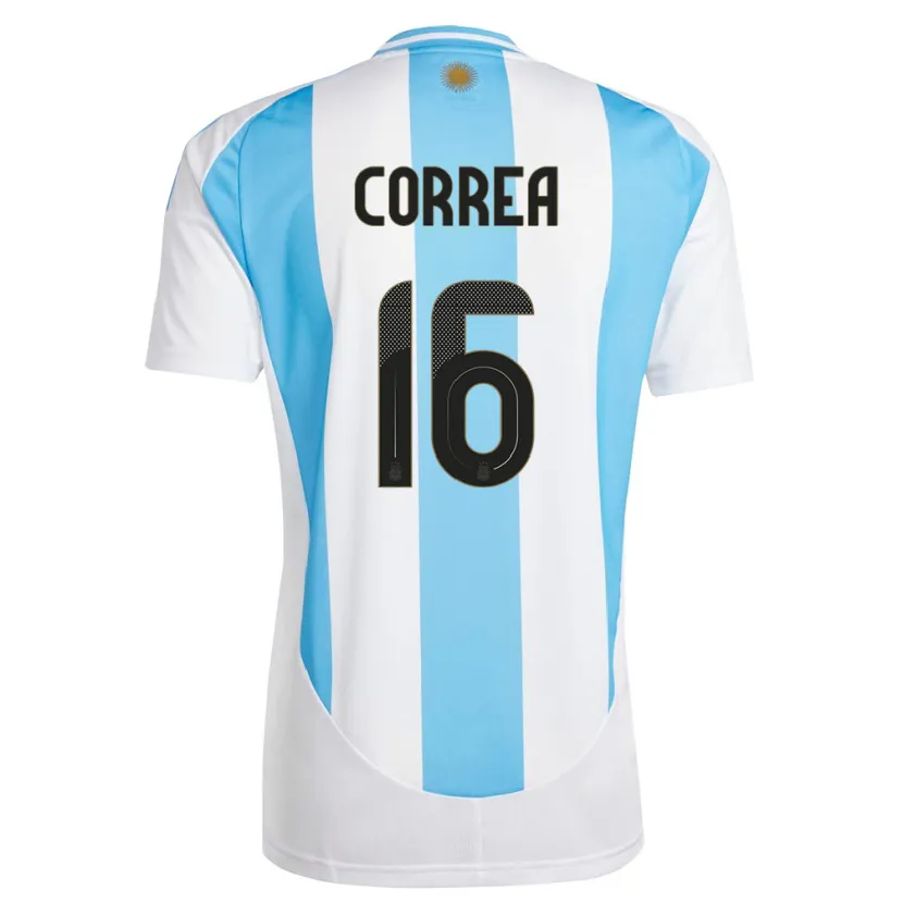 Danxen Bambino Maglia Argentina Angel Correa #16 Bianco Blu Kit Gara Home 24-26 Maglietta