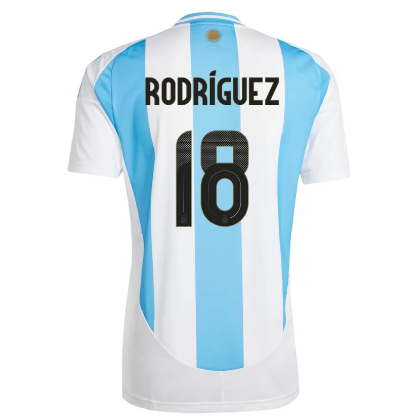 Danxen Bambino Maglia Argentina Guido Rodriguez #18 Bianco Blu Kit Gara Home 24-26 Maglietta