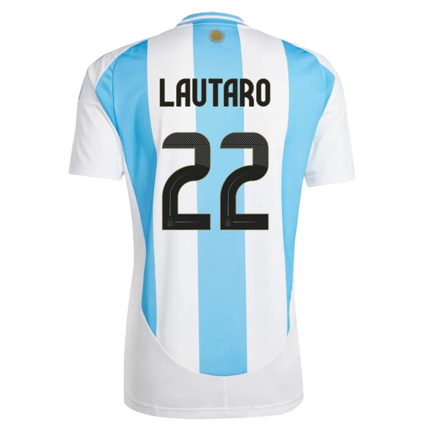 Danxen Bambino Maglia Argentina Lautaro Martinez #22 Bianco Blu Kit Gara Home 24-26 Maglietta