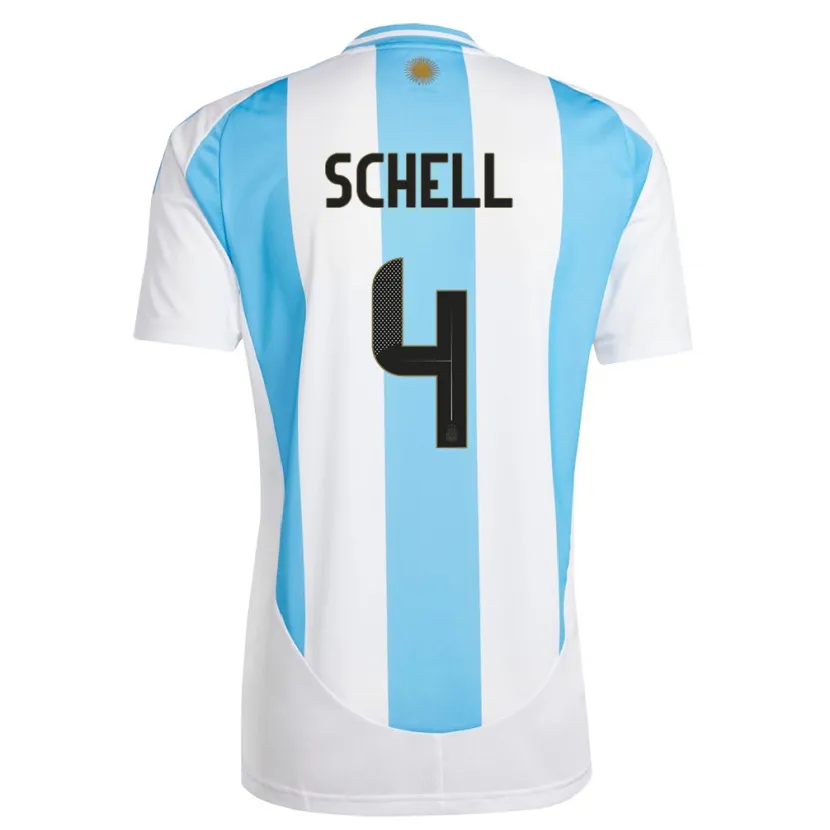 Danxen Bambino Maglia Argentina Sofia Schell #4 Bianco Blu Kit Gara Home 24-26 Maglietta