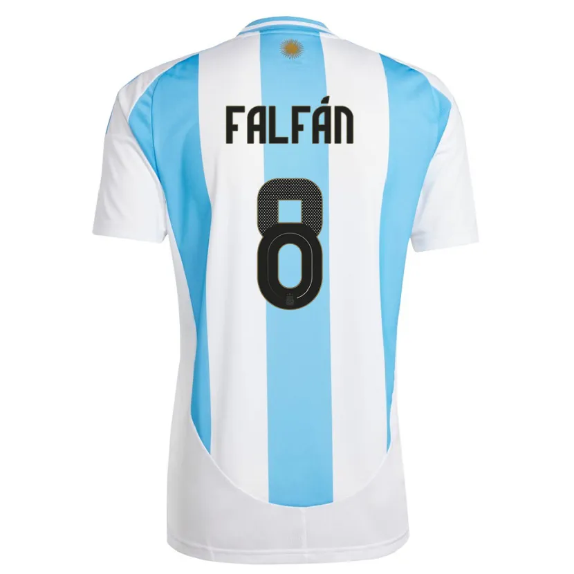 Danxen Bambino Maglia Argentina Daiana Falfan #8 Bianco Blu Kit Gara Home 24-26 Maglietta