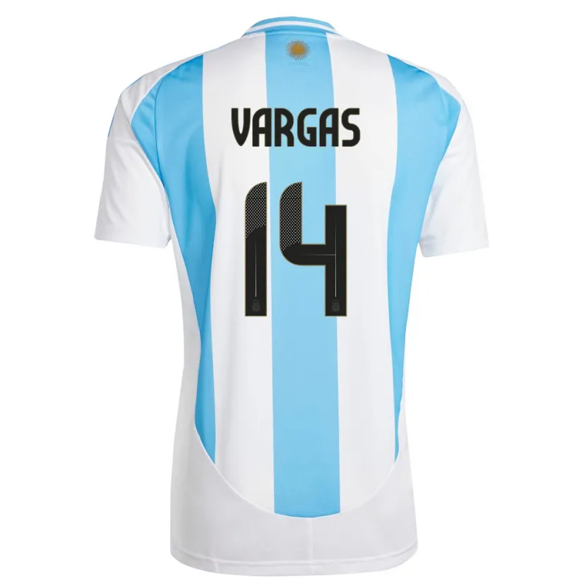 Danxen Bambino Maglia Argentina Agustina Vargas #14 Bianco Blu Kit Gara Home 24-26 Maglietta