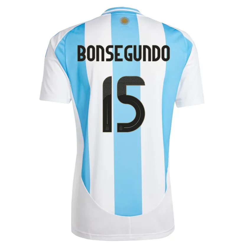 Danxen Bambino Maglia Argentina Florencia Bonsegundo #15 Bianco Blu Kit Gara Home 24-26 Maglietta