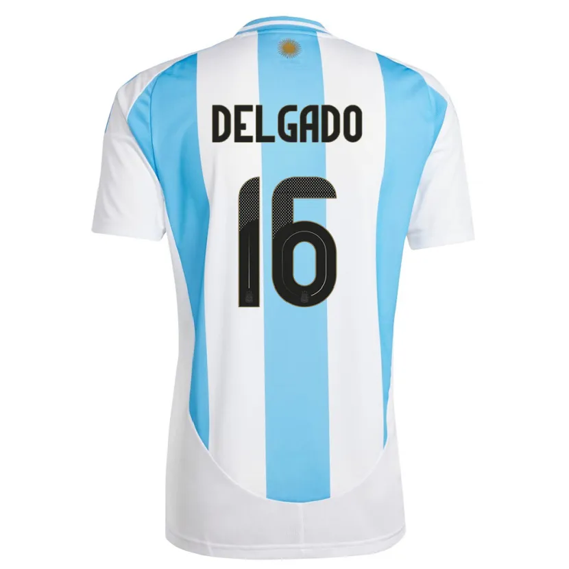Danxen Bambino Maglia Argentina Marina Delgado #16 Bianco Blu Kit Gara Home 24-26 Maglietta