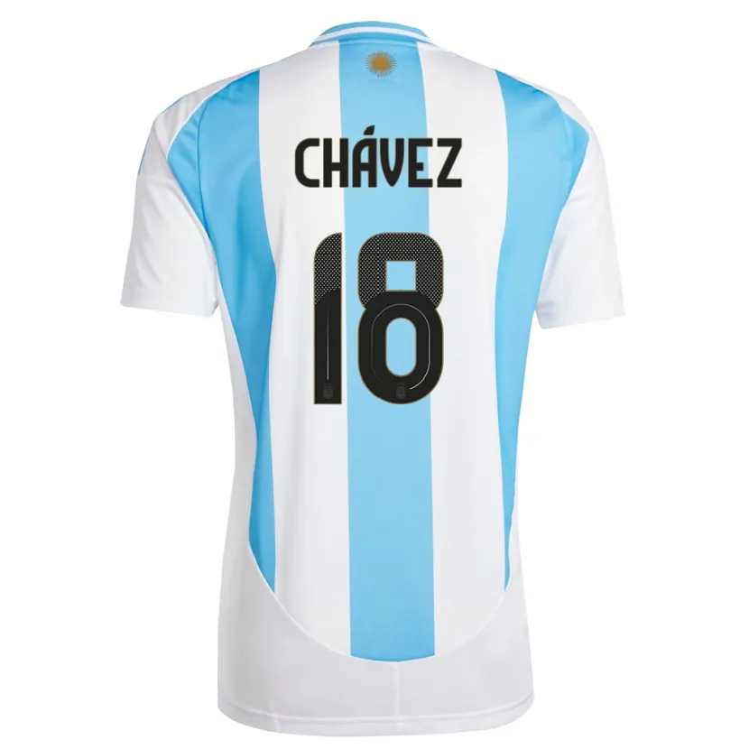 Danxen Bambino Maglia Argentina Gabriela Chavez #18 Bianco Blu Kit Gara Home 24-26 Maglietta