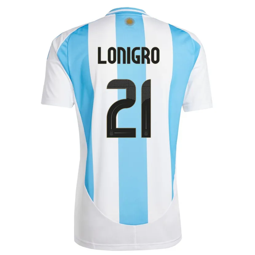 Danxen Bambino Maglia Argentina Erica Lonigro #21 Bianco Blu Kit Gara Home 24-26 Maglietta