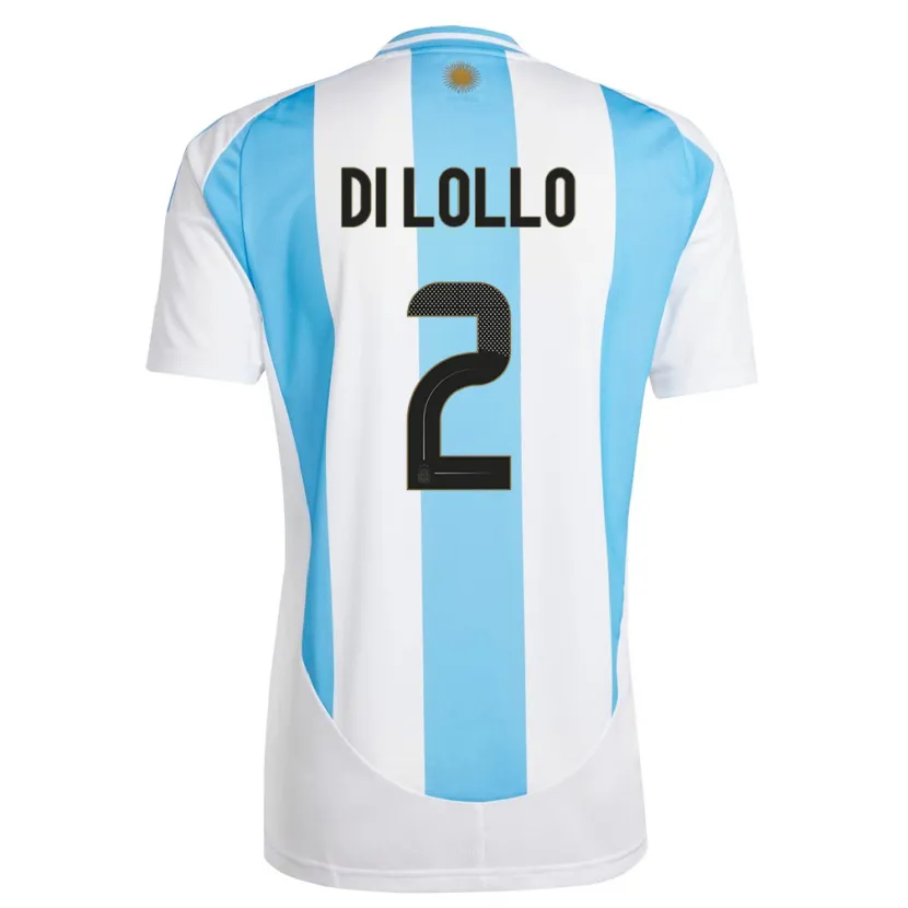 Danxen Bambino Maglia Argentina Lautaro Di Lollo #2 Bianco Blu Kit Gara Home 24-26 Maglietta