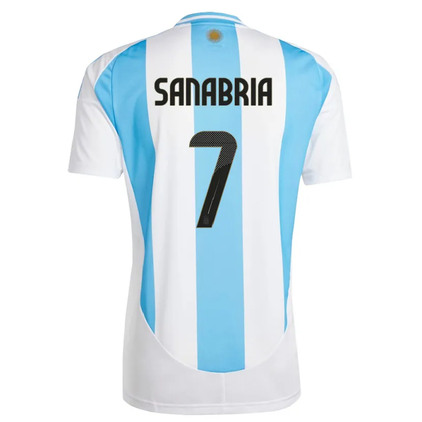 Danxen Bambino Maglia Argentina Mateo Sanabria #7 Bianco Blu Kit Gara Home 24-26 Maglietta