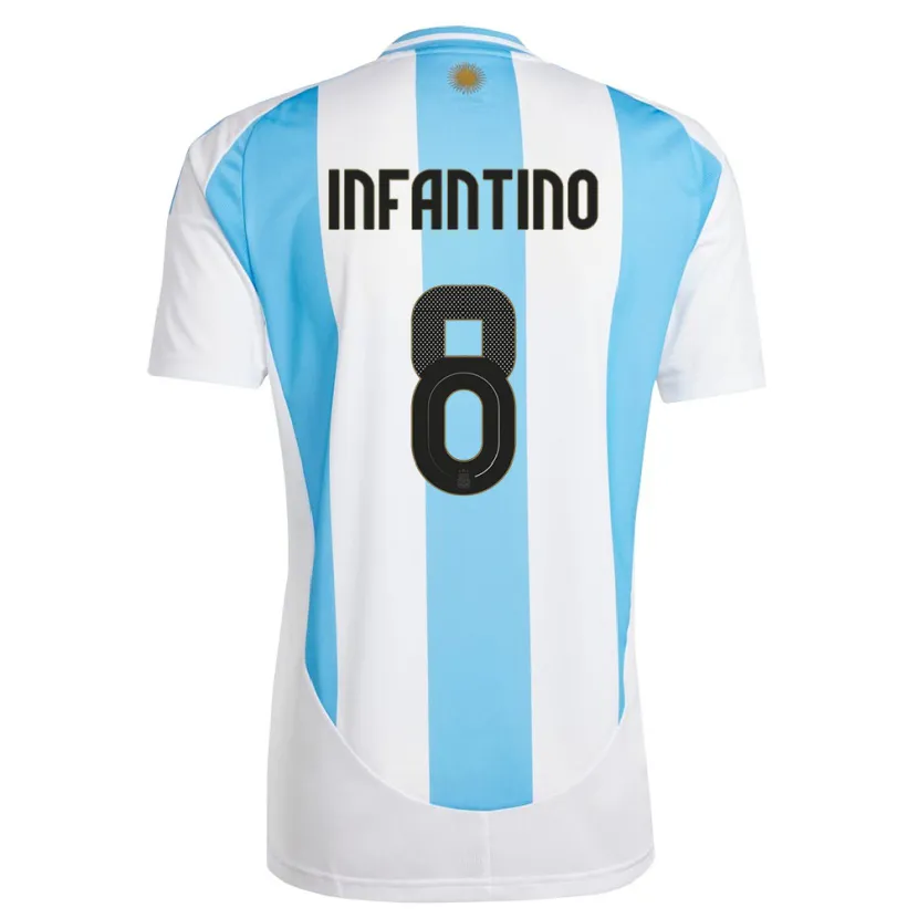 Danxen Bambino Maglia Argentina Gino Infantino #8 Bianco Blu Kit Gara Home 24-26 Maglietta