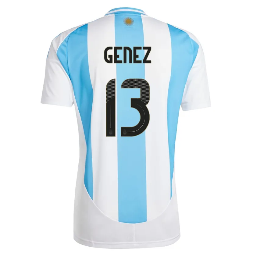 Danxen Bambino Maglia Argentina Nahuel Genez #13 Bianco Blu Kit Gara Home 24-26 Maglietta