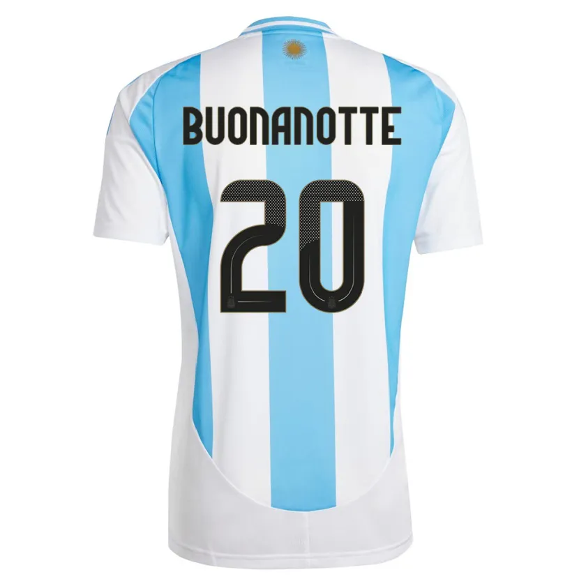 Danxen Bambino Maglia Argentina Facundo Buonanotte #20 Bianco Blu Kit Gara Home 24-26 Maglietta
