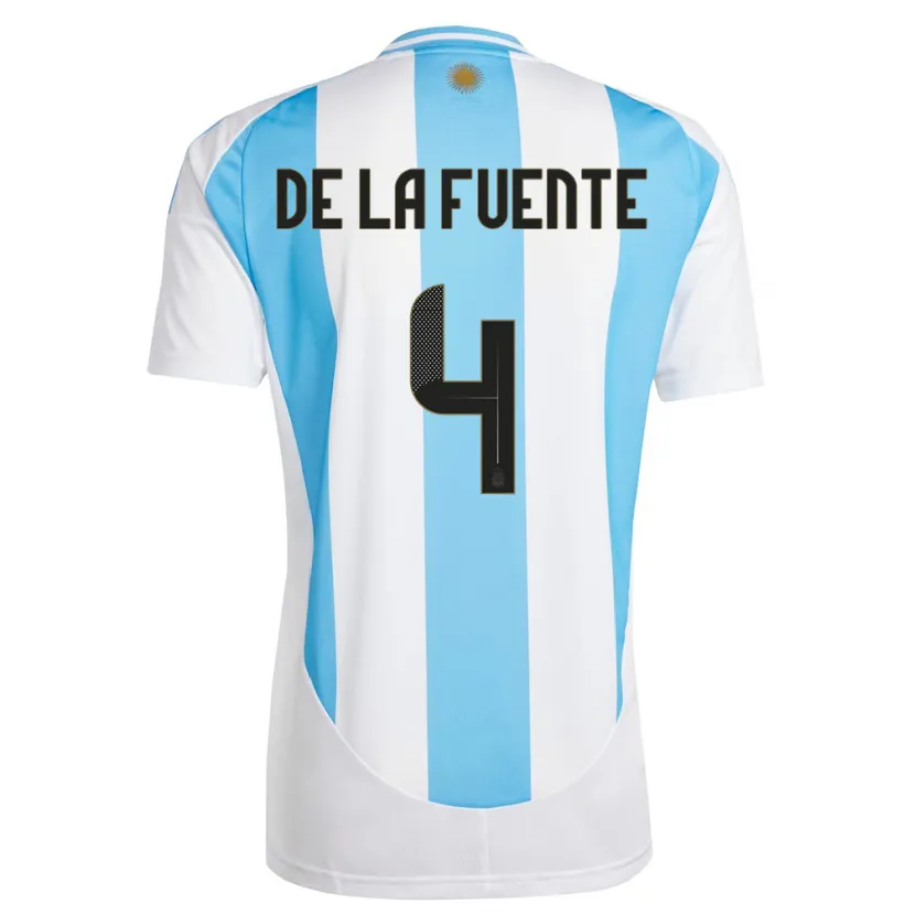 Danxen Bambino Maglia Argentina Hernan De La Fuente #4 Bianco Blu Kit Gara Home 24-26 Maglietta